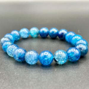 Crackle Blue Agate “Poseidon” Bracelet – 10mm