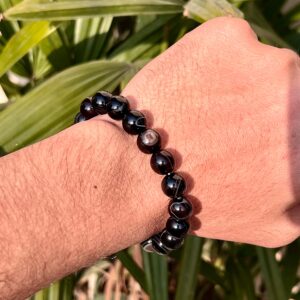 Elegant Black Agate Beaded Bracelet - 10mm